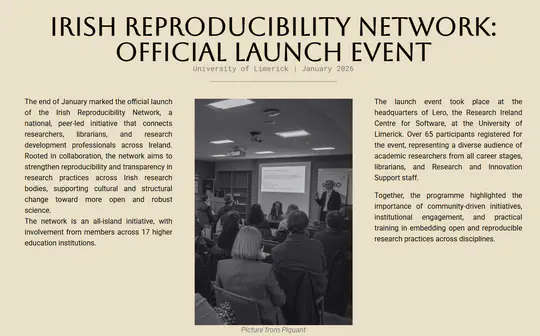 January marked the official launch of the Irish Reproducibility Network.